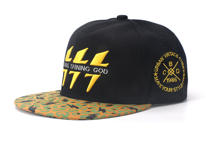 Hip Hop Men's Embroidered Lightning Visor Baseball Hat