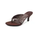 Women's Handmade Suede Rhinestone Kitten Heel Thong Sandals, High Heel Open-Toe Mule Slides With Pigskin Lining & Sheepskin Insole view 5