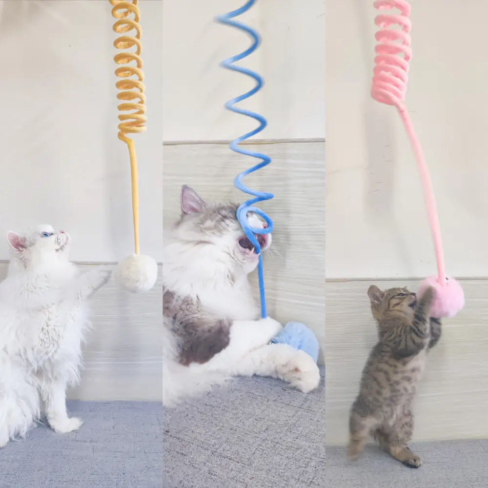 Cat Toy Self-Hi Sucker Spring Rabbit Hair Ball Interactive