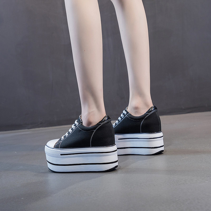 Women's Breathable Canvas Shoes With Thick Soles