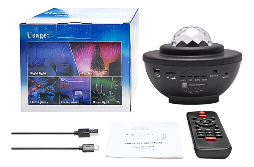 Black Star Projector Galaxy Lamp With Bluetooth And Rotating Function Black