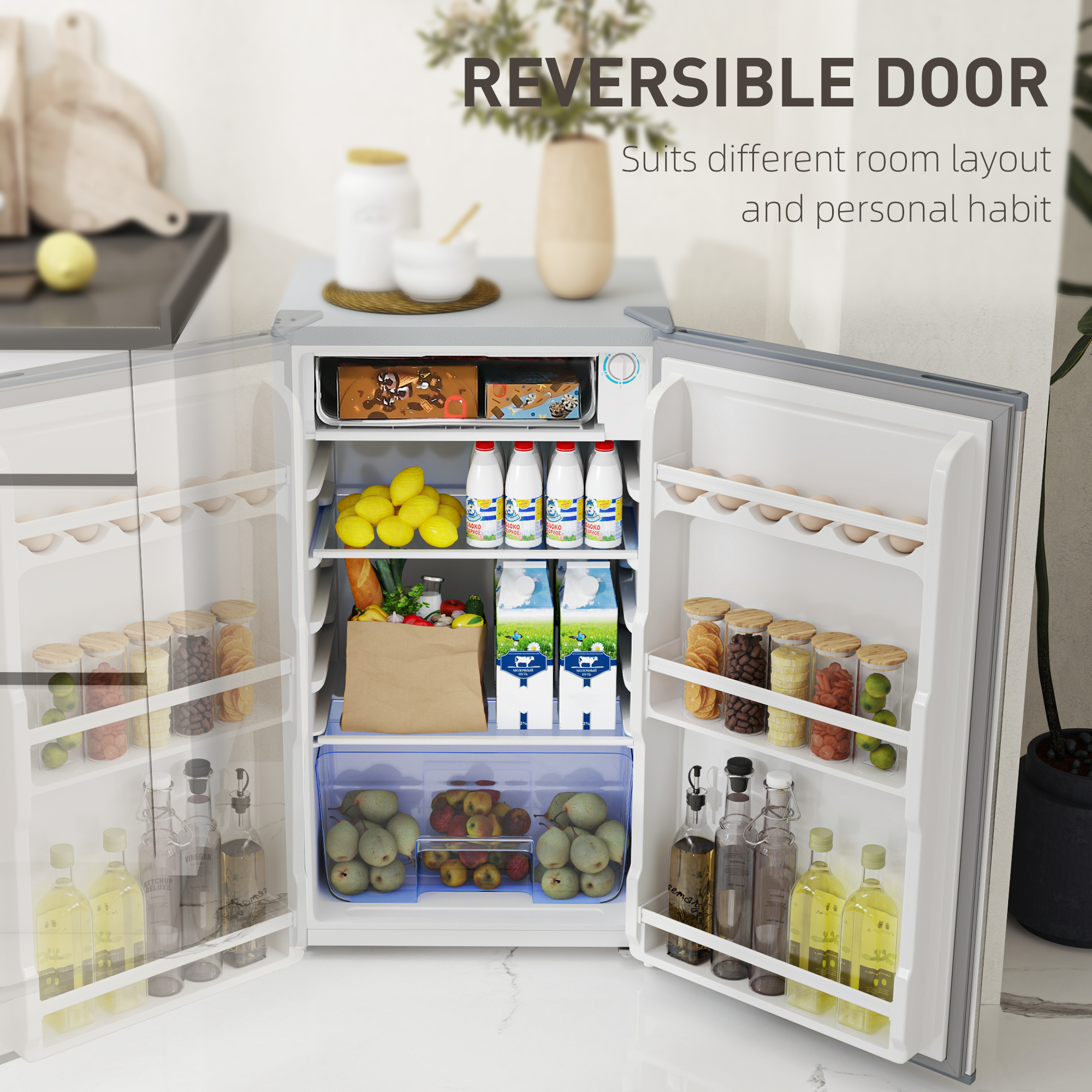 91 Liter Independent Under Table Refrigerator With Lock -grey — image 3