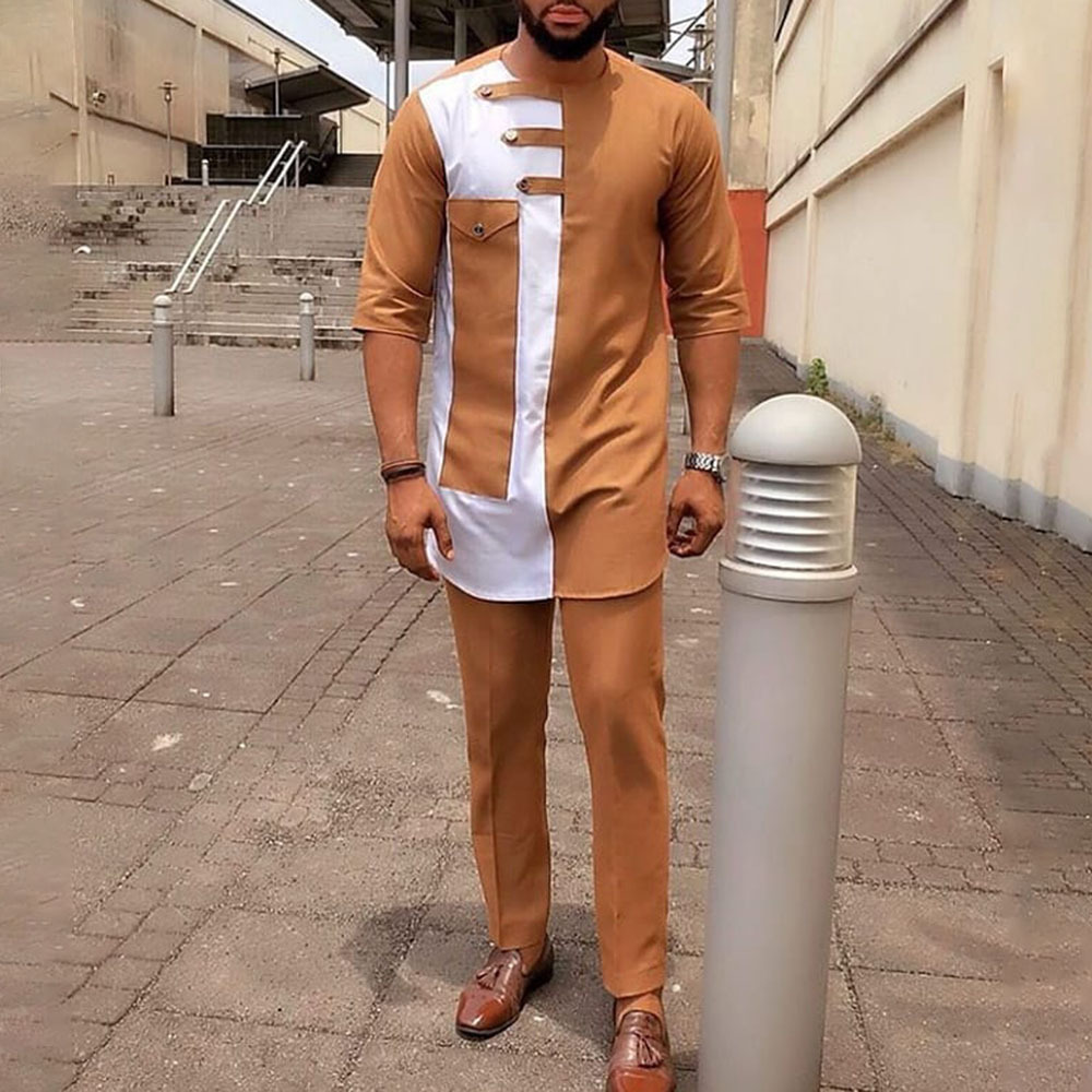 Men's Four Seasons Long-sleeved Trousers Without Hood Black Ethnic Casual Suit