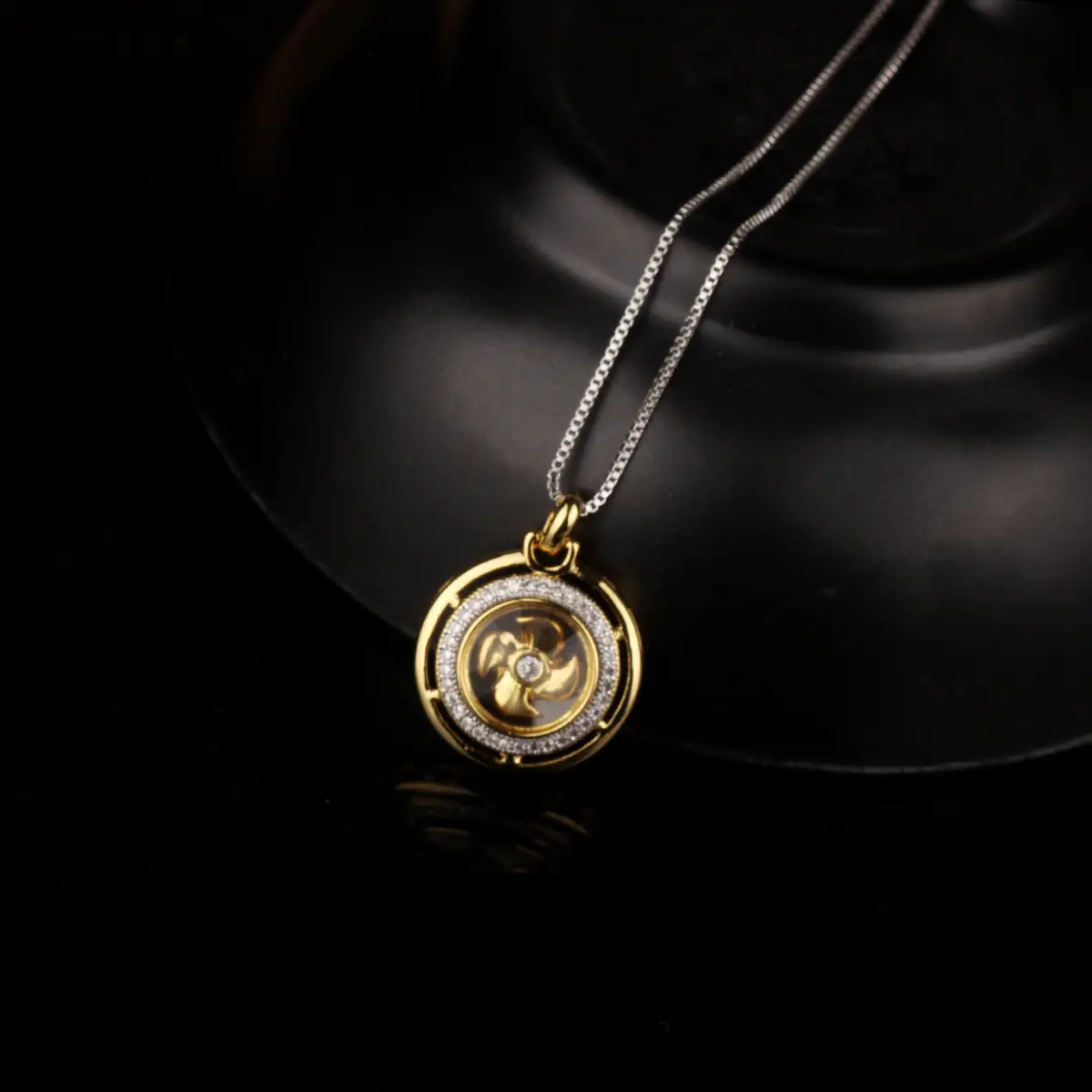 Time To Revolve In A Circle Crystal Windmill Pendant