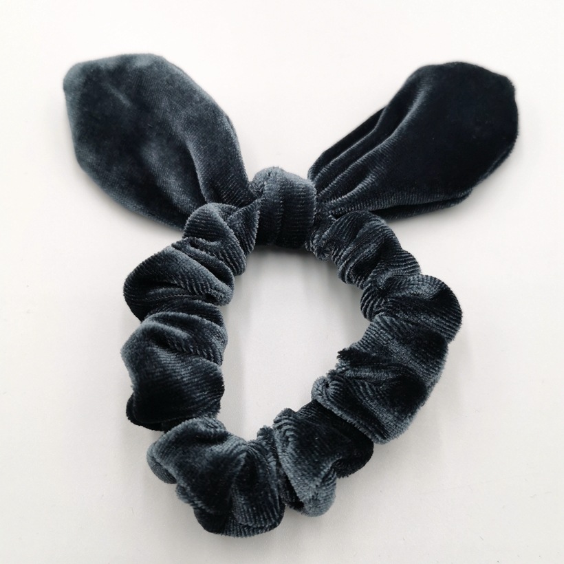 Simple Women's Gold Velvet Bunny Ear Hair Tie
