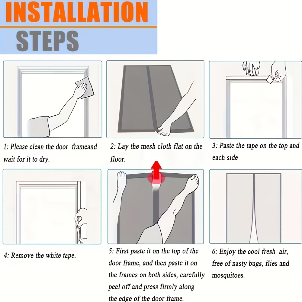 1pc RV Magnetic Screen Door - Easy To Install, Breathable, Mosquito-proof With Storage Straps, Suitable For Camper Vans, Trailers And RVs With Automatic Closing Screen Curtain, Screen Door