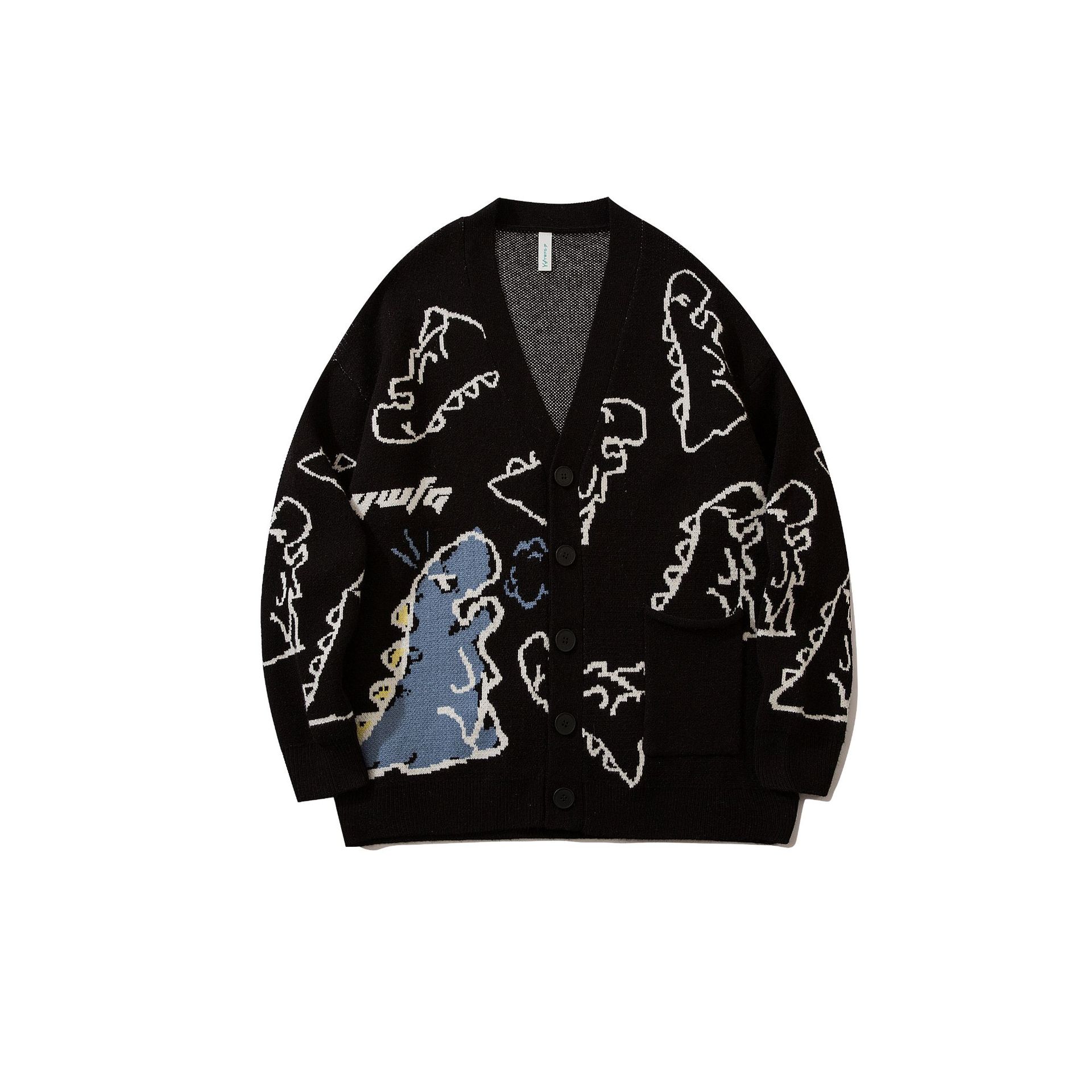 Tide Brand Street Cartoon Full Print Cardigan Sweater Jacket