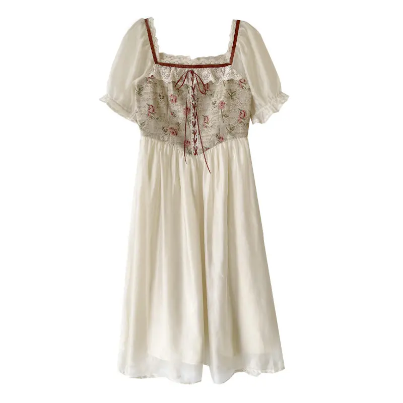 Gentle Milk Sweet Style Fragmented Flower Dress