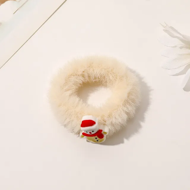 Cute Rabbit Furry Hair Ring Festive Atmosphere Snowman - Shop at LoveMi