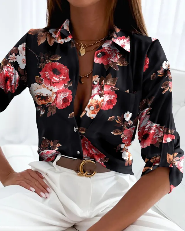 Fashion Long Sleeve Printed Shirt Pink - Shop at LoveMi