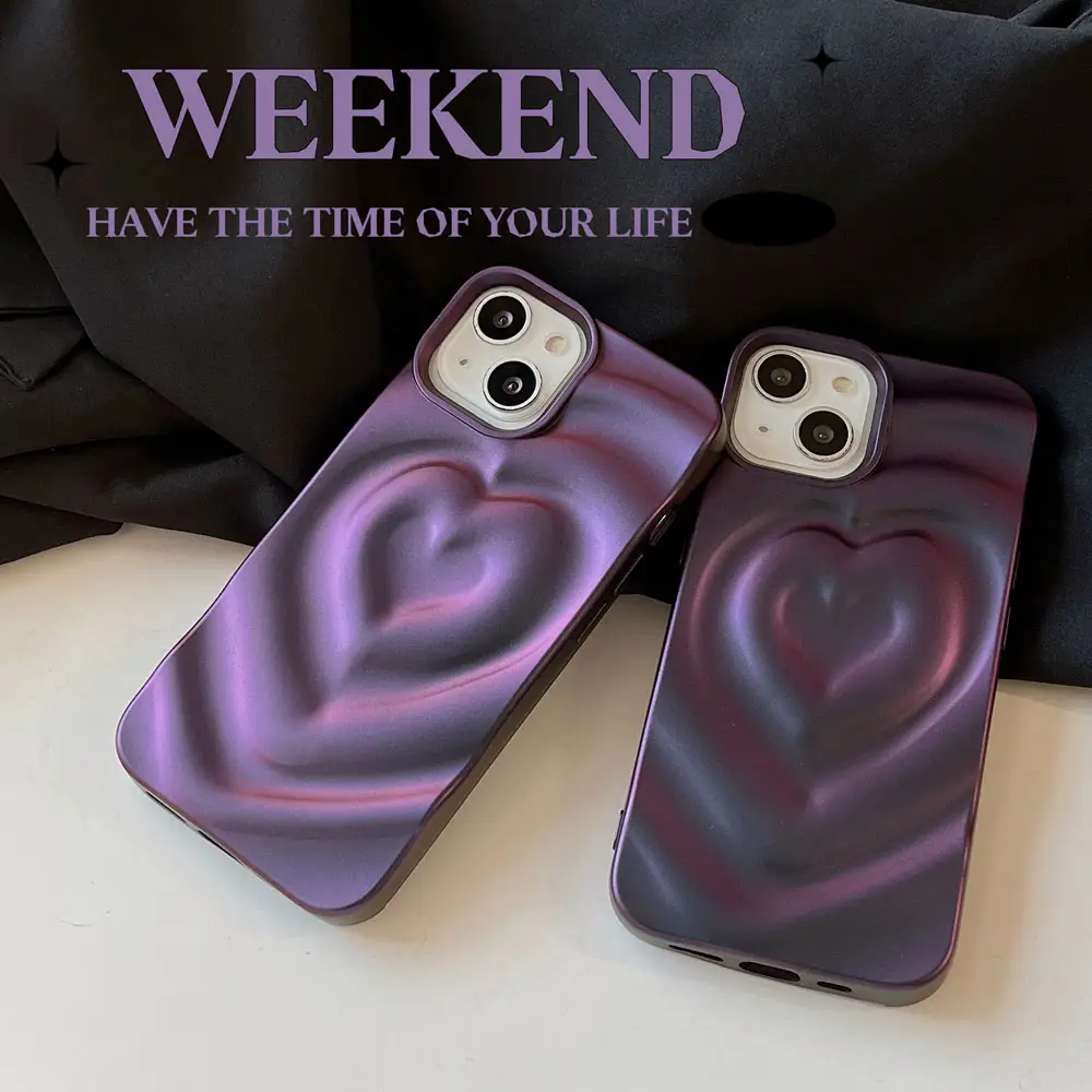 Solid Color Three-dimensional Love Phone Case