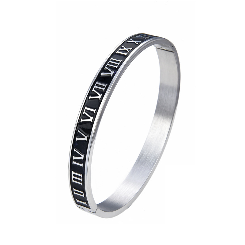 Fashion Men's Roman Numeral Stainless Steel Epoxy Bracelet
