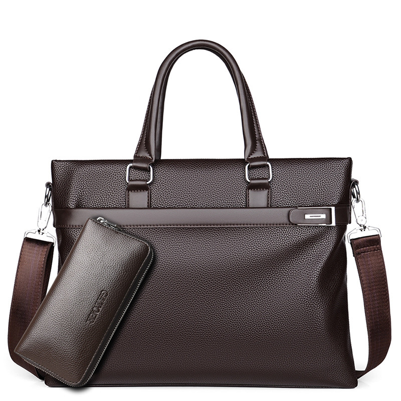 Large Capacity Business Handbag Men's Soft Leather Briefcase — foto 14