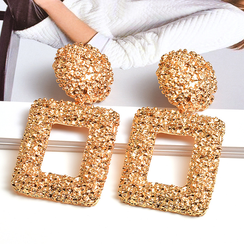 European And American Style Fashion Earrings Metal Square