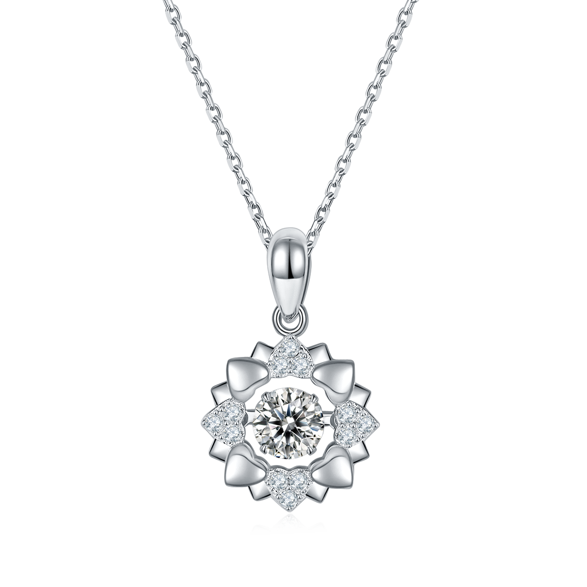S925 Sterling Silver 0.5ct D Color VVS1 Moissanite Flower Pendant Necklace 45cm Platinum Plated GRA Certified Gift Box