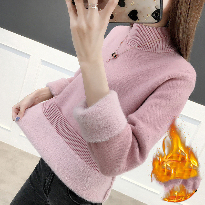 Title 5, All-in-one Velvet Half Turtleneck Sweater Ladie...