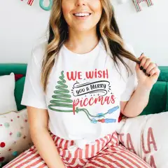 Happy PICCMas T-shirt Casual Short Sleeve - White - View 1