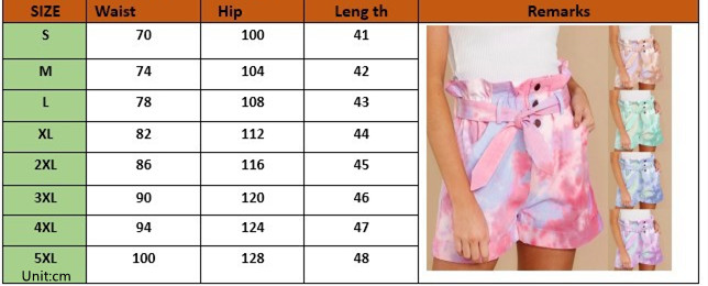 Lace-up Tie-dye Color Casual Pocket Shorts