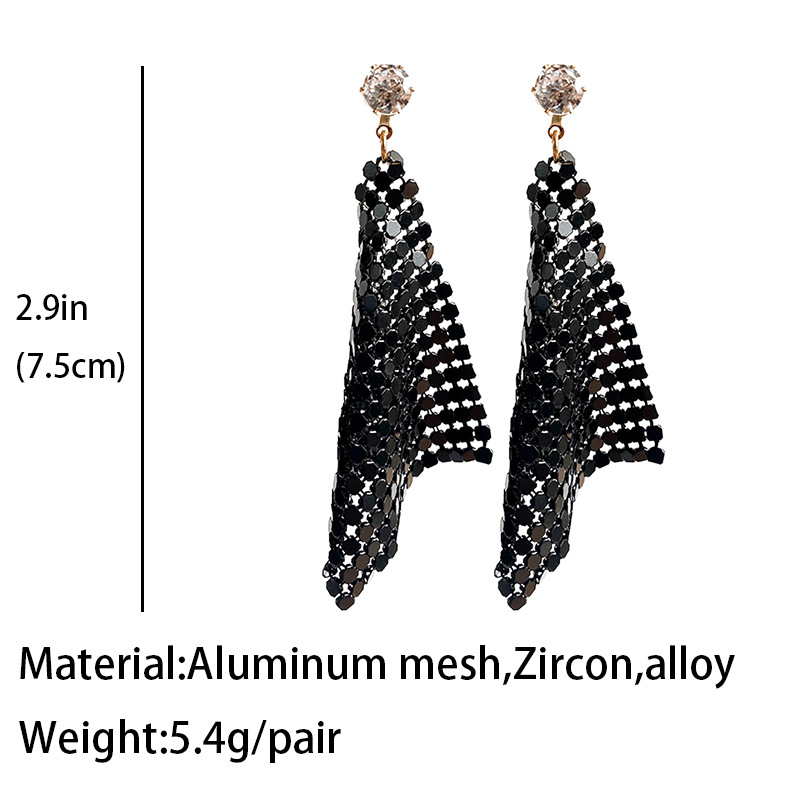 Zircon Earrings Metal Mesh Aluminum Earrings European And American Foreign Trade