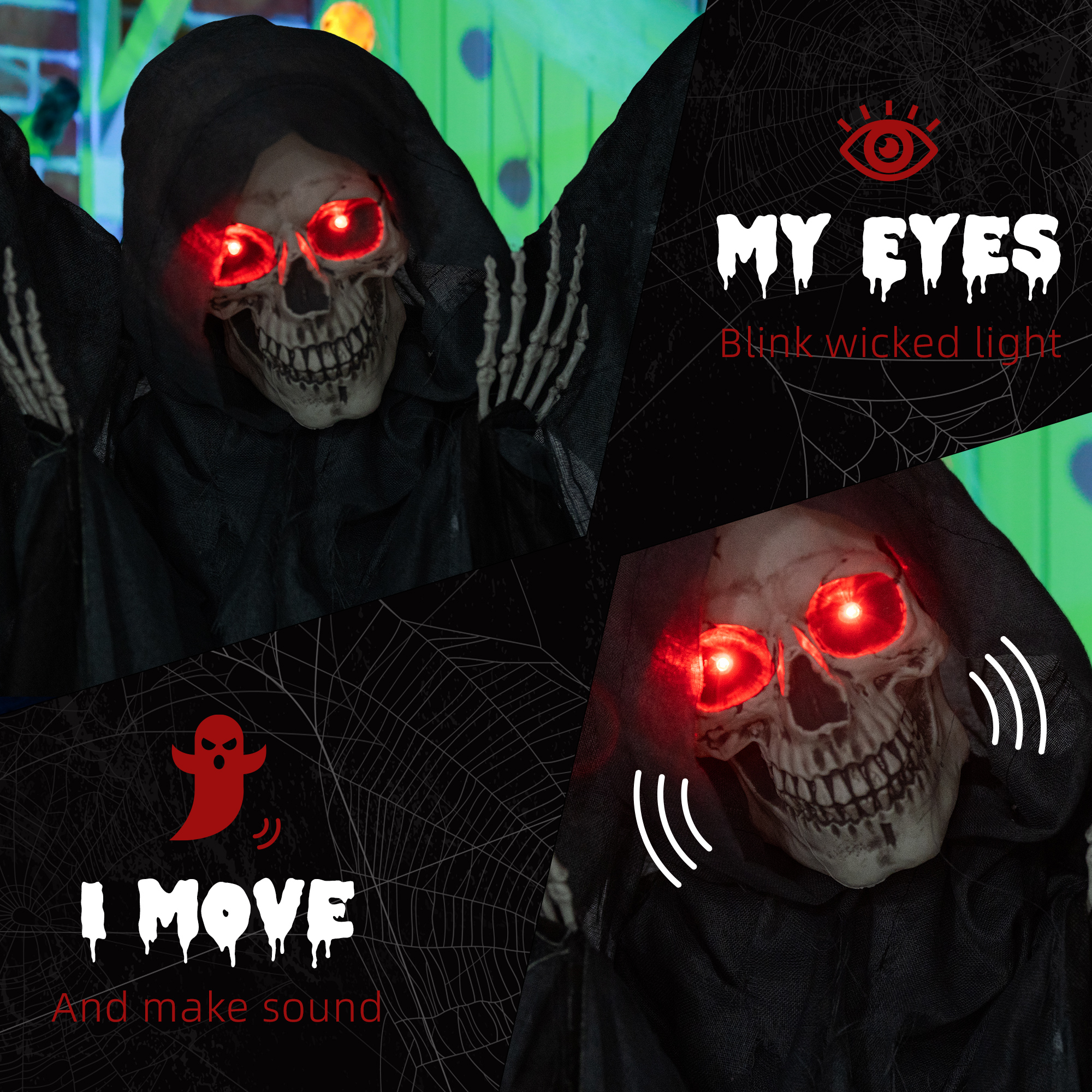 6.3 Grim Reaper Halloween Mechanical Doll, With Glowing Eyes — image 10