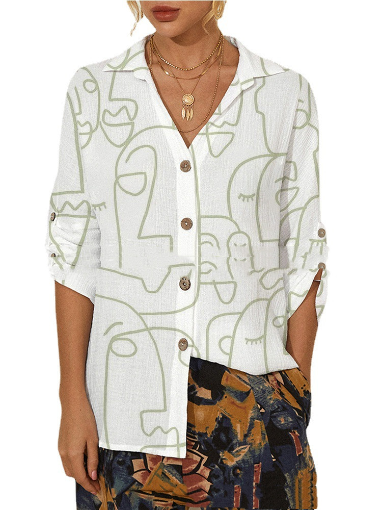 Title 5, Abstracte print damesblouse met lange mouwen St...