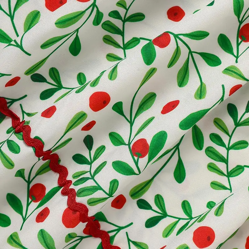 Toddler Infant Baby Girls Christmas Dress Short Sleeve Christmas Tree Embroidered Plaid Casual Party Dresses