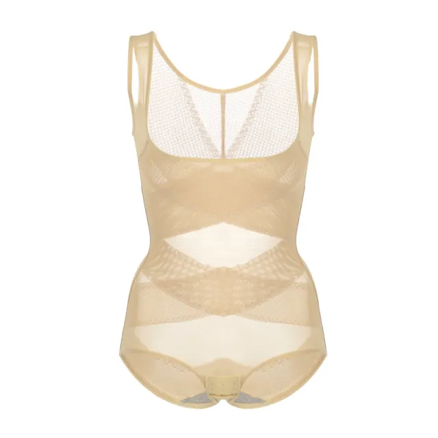 Solid Color Women's Triangle Buckle Shapewear Bodysuit Apricot - Shop at LoveMi