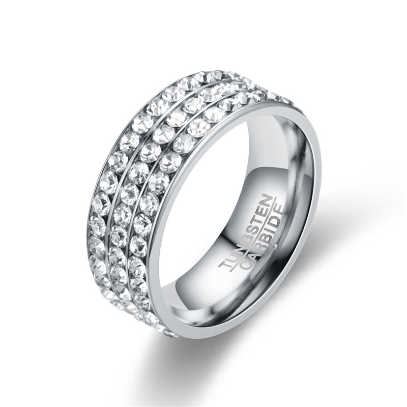 Title 3, Womens fashion stainless steel ring with diamo...