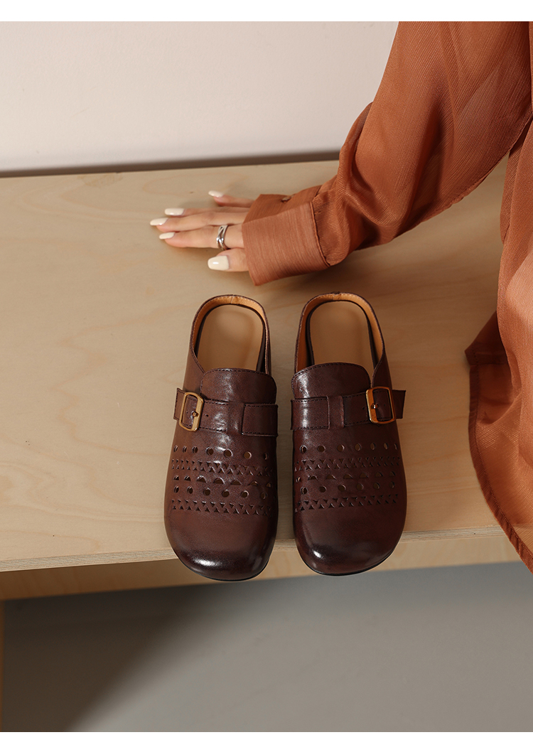 Handcrafted Mules – Milk Tea Beige Worn – Sarah Express