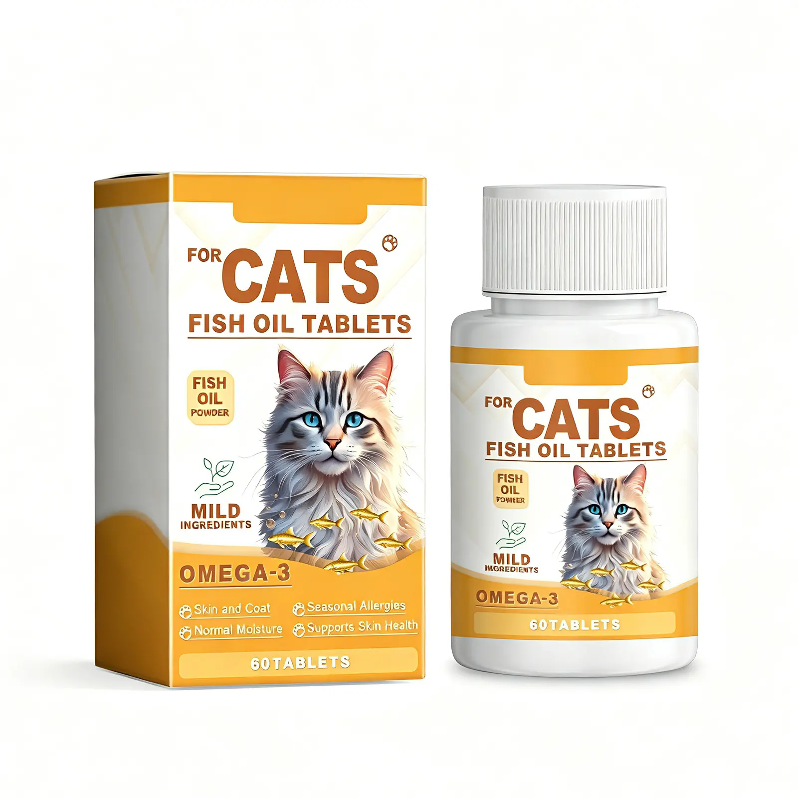 Cat 3 Fish Oil Tablets, Multivitamin Skin