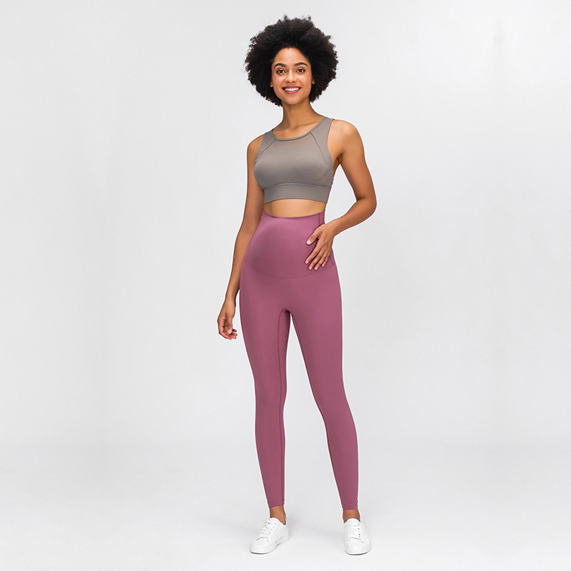 Brushed Abdomen Stretch High-waist Yoga Pants And Maternity Cropped Pants
