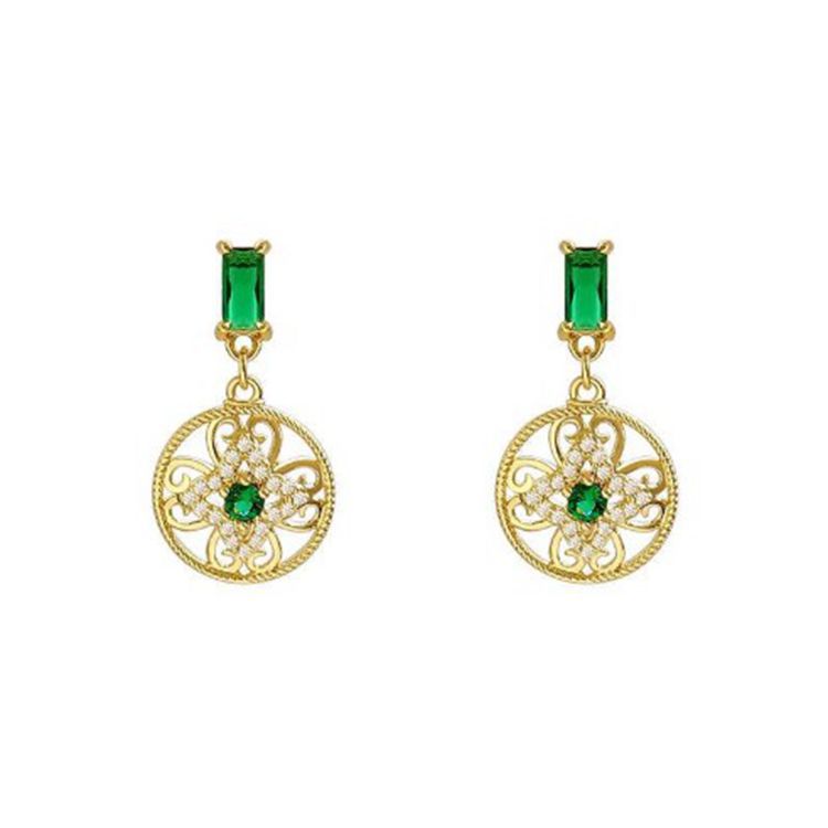 Emerald High-end French Retro Earrings Female Fashion Super Fairy Earrings