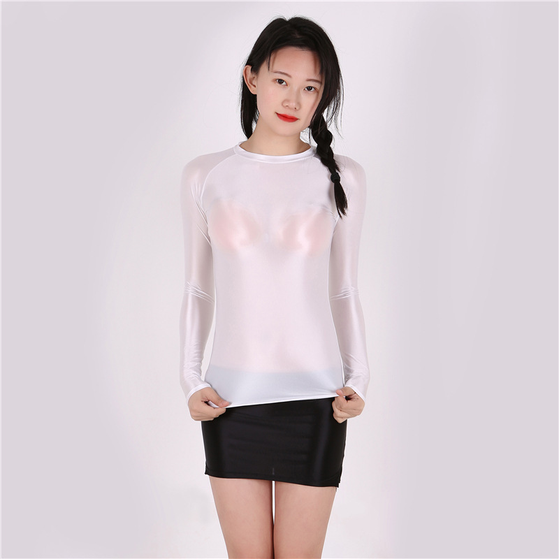 Title 4, Fashion Bright Shiny Tights Slim T-shirt Sexy T...