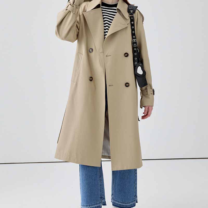 Mid length Overcoat Small British Style Coat Spring And Autumn Khaki - Shop at LoveMi