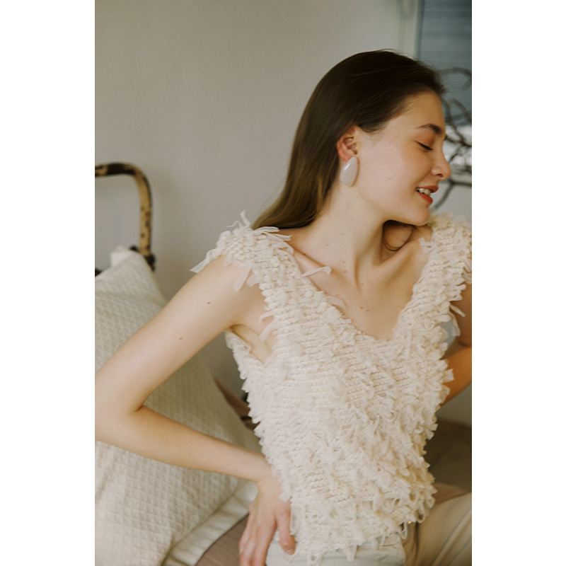 Women's Fashion Lace Mesh Tassel Tank Top