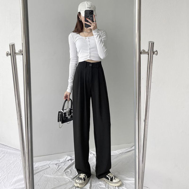 Oversized Women's Drape Suit Mopping Floor Pants Loose Straight Leg Floor Pants