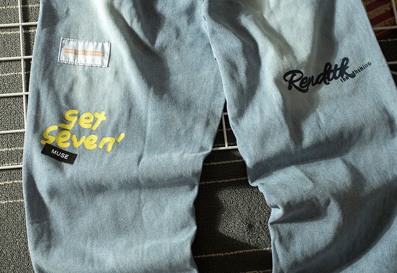 Men's Loose Vintage Bear Letter Print Jeans