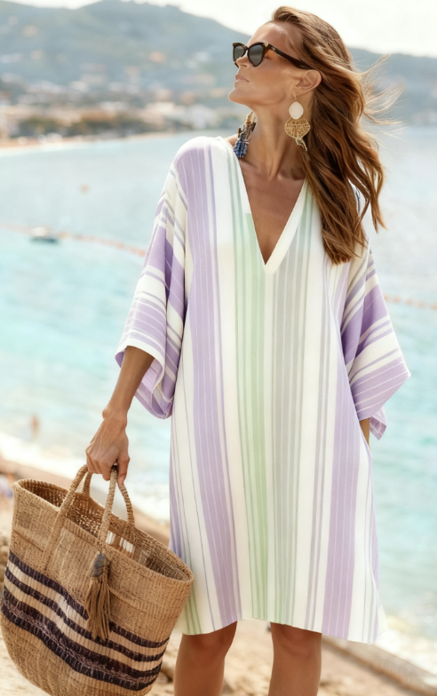 Women's Large Loose Striped Print Dress