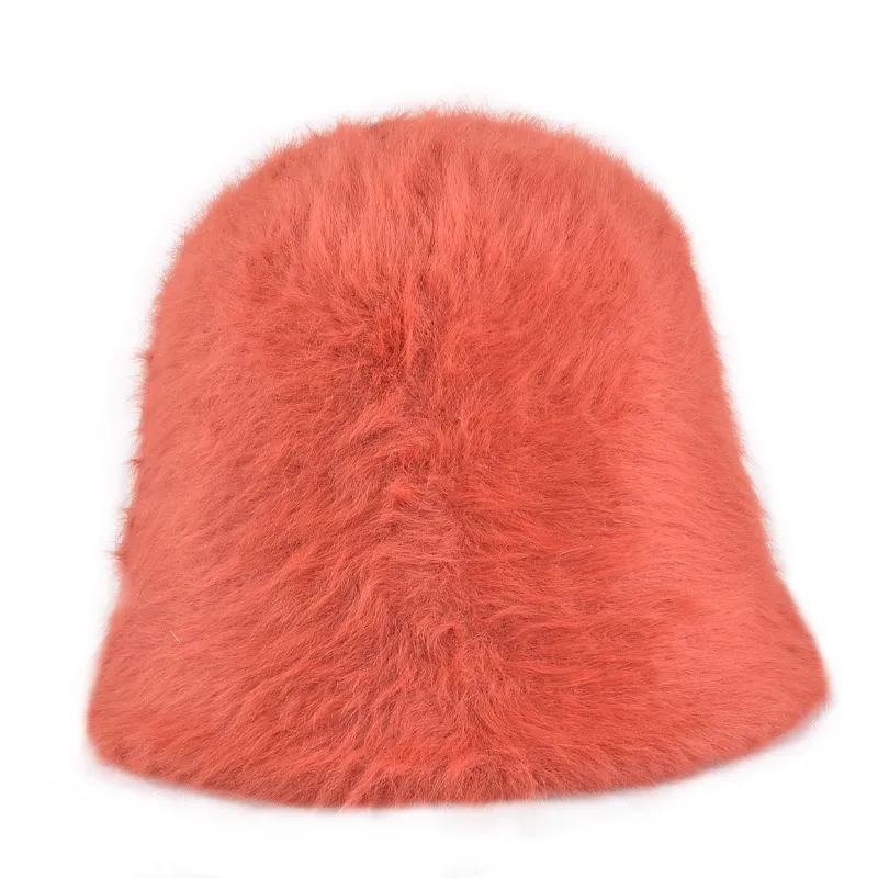 Cute Fluffy Rabbit Hair Fisherman Hat - Red