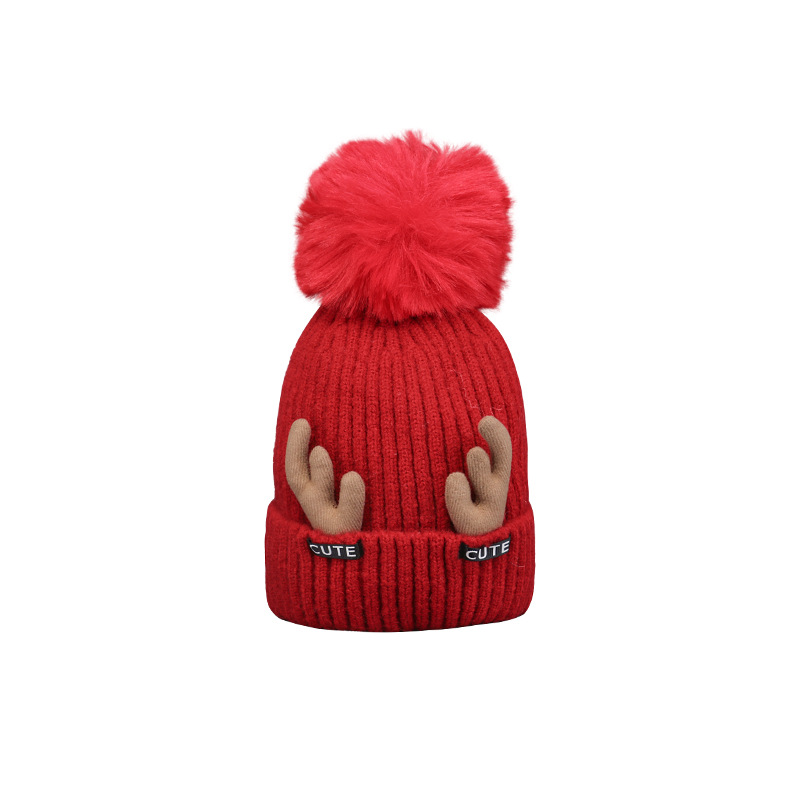 Women's Christmas Antler Knitting Wool Hat