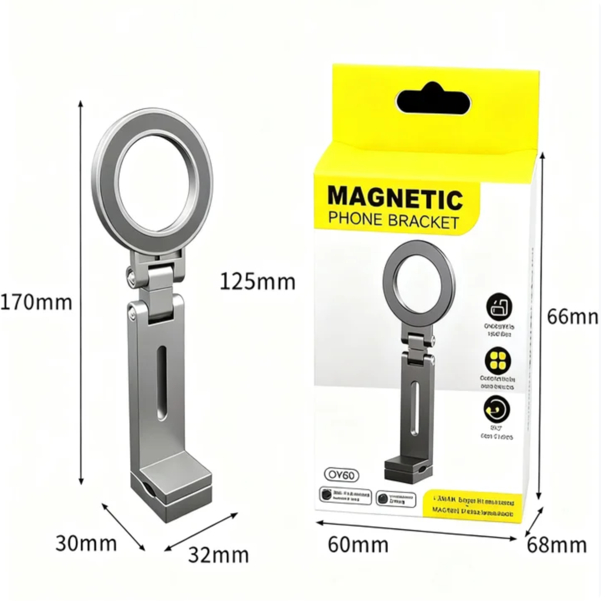 Magnetic Phone Stand For Travel, 360 Rotatable Foldable Desk Holder With N52 Strong Magnets, Portable Magsafe Compatible Mount For Airplane Train Car And Home Office