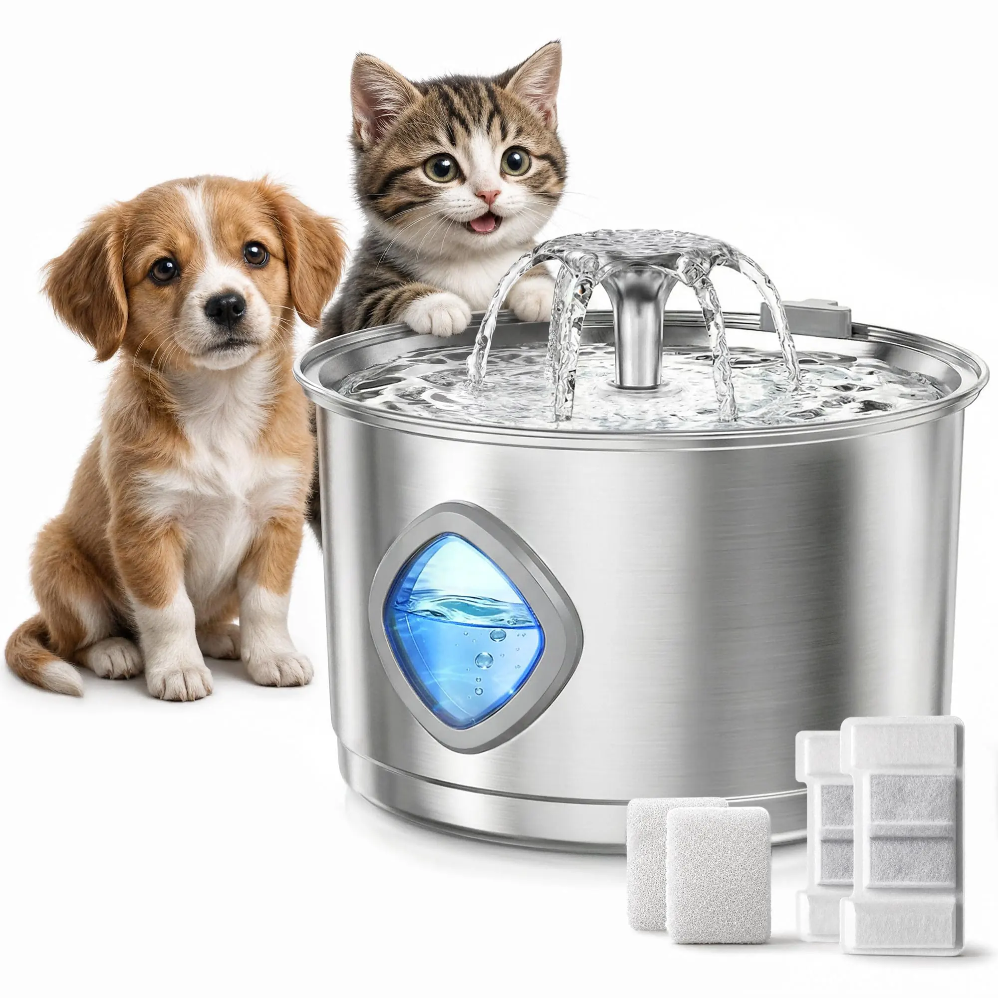 Cat Water Fountain Stainless Steel, 3.2L Automatic