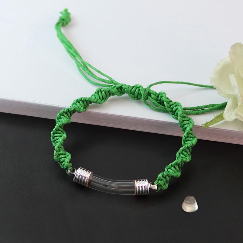 Threaded Cap Glass Elbow Braided Rope Bracelet