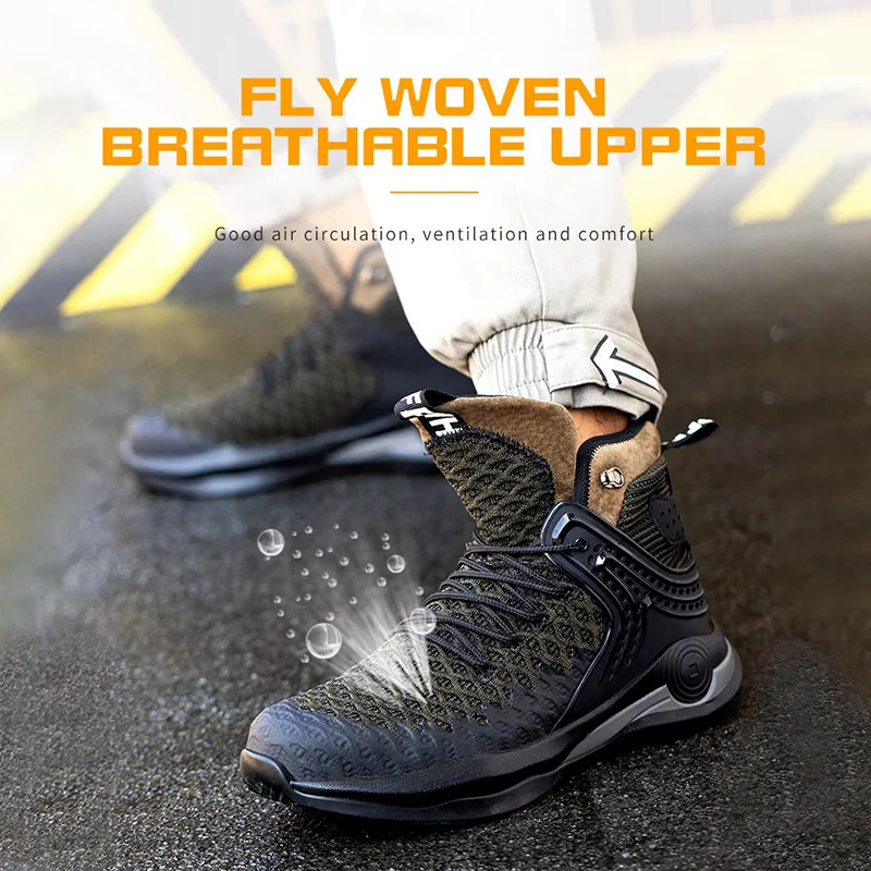 High-top Safety Shoes Construction Protective Footwear Men Steel Toe