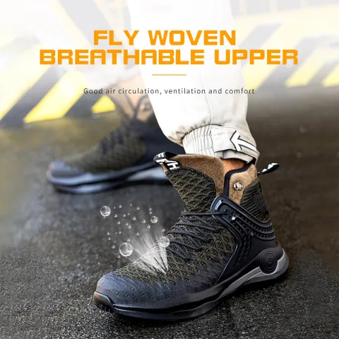 High-top Safety Shoes Construction Protective Footwear Men Steel Toe