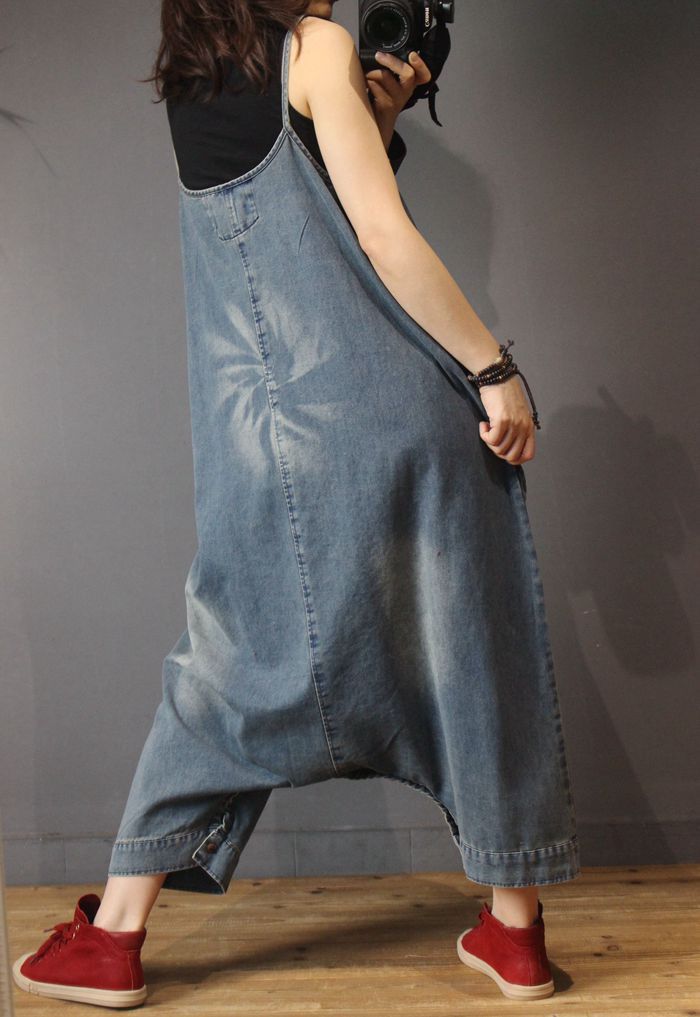 Women's Loose New Style Denim Overalls - 4