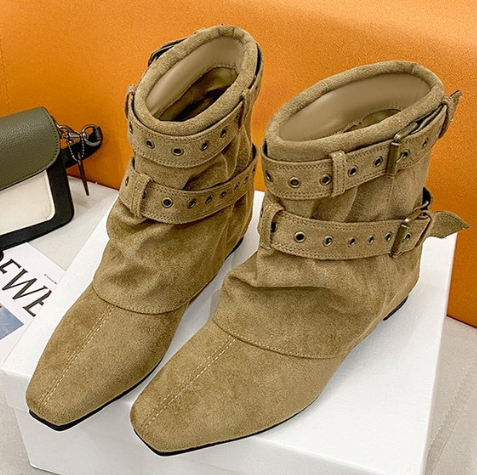 Round Toe Buckle Long Boots, picture 4 of 5