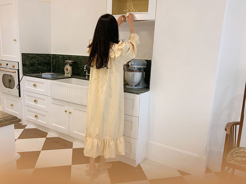 Title 1, Long Palace Lace Square Neck Pajamas