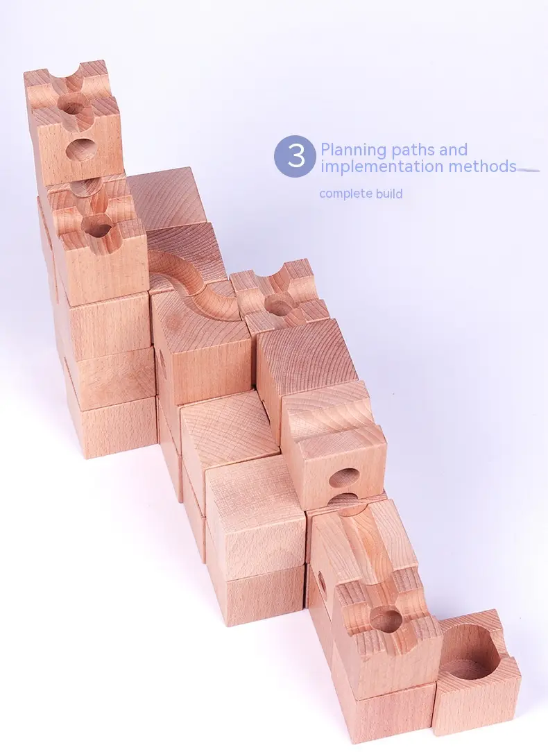 Wooden Track Pipe Scene Assembly Ball Building Blocks Assembling Marbles Amusement Park Area Toys