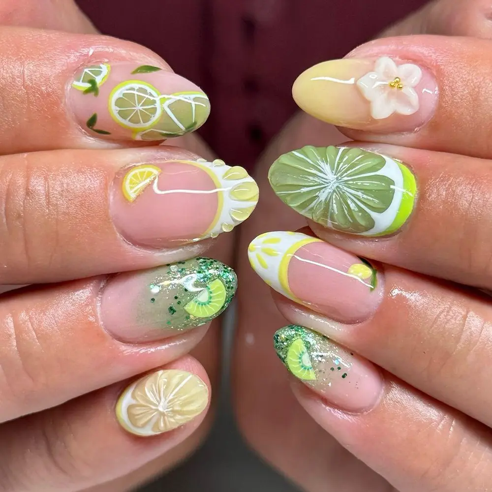 Of Short Almond-shaped Acrylic Nail Stickers